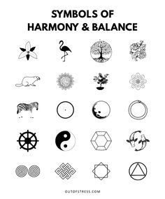 the symbols of harmony and balance on a white background with text that reads symbols of harmony and balance