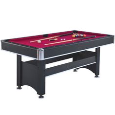 a pool table with two cues and balls on the top, in front of a white background