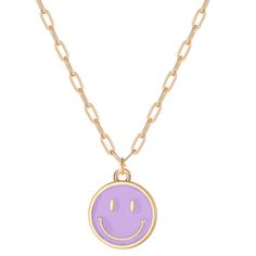 PRICES MAY VARY. Smile Pendant Necklace: Cute round smile face chain necklace, stylish and simple gold paperclip chain with colorful smile face charm pendant, add infinity personal charm for you. A very fashion and trendy necklace. Material: Round pendant necklace made of alloy, light weight and comfortable for wearing. It's skin friendly for your daily wear. Size: 17.7 in gold paperclip chain + 2 in extended chain, adjustable, fits most of women and girls. Perfect to wear on its own for a minim Trendy Round Pendant Chain Necklace, Trendy Round Charm Necklaces For Everyday, Trendy Everyday Round Charm Necklaces, Playful Gold Jewelry With Smiley Face, Playful Gold Smiley Face Jewelry, Necklace Preppy, Face Chain, Preppy Things, Paperclip Necklace