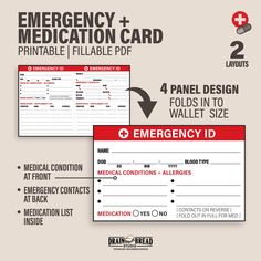 an emergency card with instructions to use it for the patient's medical identification cards