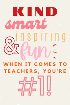 a poster with the words kind smart, inspire and fun written in pink on it