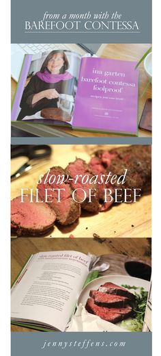 an open book on how to cook with the barefoot contessa by jon - roasted filet of beef