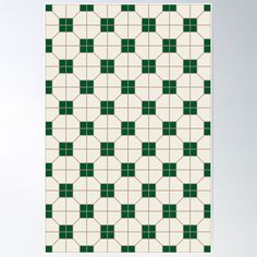 a green and white tile pattern poster