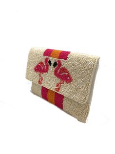 Work this flirty Flamingo And Stripes Bead Clutch Bag LMC-128, handmade with love! At 5x7 and 0.4lbs, it'll be your go-to crossbody. Keep it clean with a spot rub-down only. Summer Beach Beaded Clutch, Beaded Rectangular Beach Clutch, Beaded Beach Clutch Bag, Adjustable Beaded Rectangular Bags, Adjustable Rectangular Beaded Bags, Beaded Clutch Bag, Keep It Clean, Trendy Boutique, Beauty Boutique