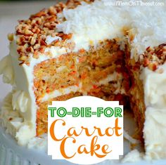 there is a carrot cake with white frosting