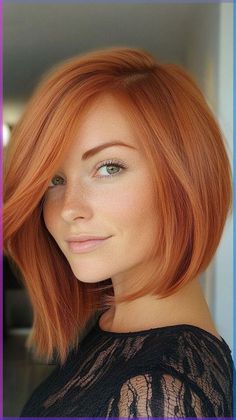 Peach Copper Hair, Orange Hair Ideas, Soft Copper Hair, Haircuts For Plus Size Women, Haircuts For Plus Size, Fashionable Haircuts, Light Red Hair, Peach Hair Colors, Peach Hair