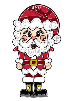 a cartoon santa clause standing with his hands in his pockets