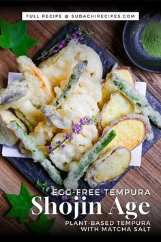 Sweet potatoes, asparagus, lotus roots and kabocha squash deep fried in an egg-free plant based tempura batter called shojin age Japanese Tempura, Vegetable Tempura, Japanese Sweet Potato, Tempura Batter, Mushroom Rice, Savory Vegan, Free Plants, Root Vegetables