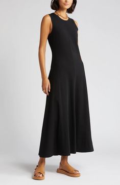 Nordstrom Sleeveless Cotton Blend Dress | Nordstrom Women’s Dresses, How To Style A Black Dress, Graduation Dress For Mom, Cocktail Dress Classy Evening, Cute Rainy Day Outfit, Rainy Day Outfit Ideas, Dress With Flats, Gloomy Weather, Day Outfit Ideas