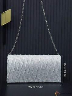 BirdinBag - Silver Metallic Square Chain Bag, Elegant Purse for Weddings, Proms, and Parties Silver Handheld Evening Bag With Chain Strap, Handheld Silver Evening Bag With Chain Strap, Elegant Silver Bag With Chain Strap, Silver Formal Bag With Chain Strap, Wedding Clutch Bag With Chain Strap, Rectangular Wedding Shoulder Bag With Chain Strap, Silver Handheld Shoulder Bag For Wedding, Formal Silver Envelope Evening Bag, Silver Clutch Shoulder Bag For Wedding