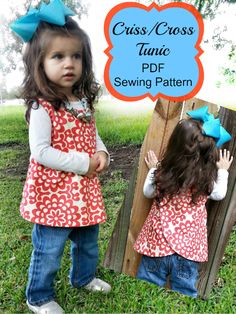 Cross cross tunic pattern  #sewing #pattern Pinafore Pattern, Tunic Sewing Patterns, Baby Dress Patterns, Fabric Pen, Aprons Patterns, Tunic Pattern, Couture Sewing, Fabric Yardage, Sewing Skills