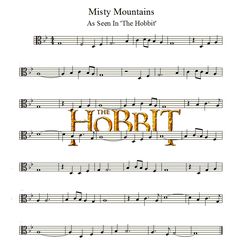 sheet music with the words misty mountains as seen in the hobbit