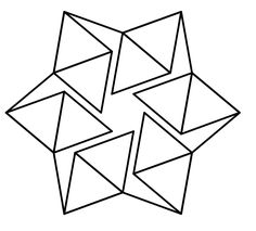 three dimensional shapes are shown in the shape of an origami star, which is outlined