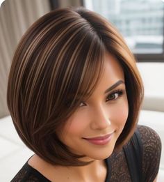 Highlights Brown Hair Short, Long Bob Hairstyles For Thick Hair, Brunette Bob Haircut, Thick Hair Styles Medium, Bob Hairstyles For Thick, Balayage Hair Dark, Medium Short Hair, Short Hair Undercut, Short Straight Hair