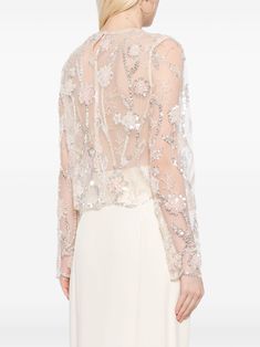 Self-Portrait Sequinned Sheer Mesh Blouse - Farfetch Lace Outer, Pink Sheer, Mesh Blouse, Sequin Design, Scallop Hem, Wedding Guest Looks, Versace Outfit, Yoko London, Mesh Design