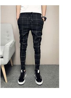 Hip Hop Pants, Preppy Men, Mens Fashion Streetwear, Plaid Fashion