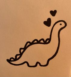 a drawing of a dinosaur with hearts on it