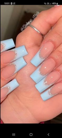 Nails For Bride, Wedding Nails Glitter, Blue Acrylic Nails, Makijaż Smokey Eye