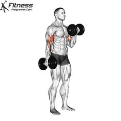 a man is holding two dumbbells in his right hand and facing the opposite direction