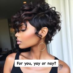 Wavy Pixie Bob, Black Girls Hair, Shaved Side, Goddess Braids Hairstyles, Wig Store