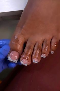 French Toe Nails, Pedicure Designs Toenails, Gel Toe Nails, Acrylic Toes, Pretty Toe Nails, Gel Toes, Cute Toe Nails