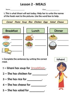 the food and drink worksheet for children to learn how to make their own meals