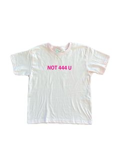 NOT 444 U BABY TEE<3 - this design is a self fixated original! - everything is handmade & made to order - ships from cali - this design is screen printed - available in colors light pink, black, & white - can choose your ink colors in either white, hot pink, black or brown (please note for black tops we can ONLY use white ink) - tank version also available in our shop Models is wearing size M CHECK OUT OUR WEBSITE SELFFIXATED.COM FOR EXCLUSIVE ITEMS/DISCOUNTS & FOLLOW US ON INSTAGRAM & TIKTOK FO Word Shirts Graphic Tees, Praying Aesthetic, Feminist Tshirt, Bebe T Shirt, Silly Shirt, Printed Crop Top, Baby Tees, Y2k Top, White Hot