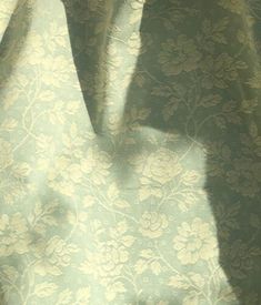 the shadow of a person standing in front of a wallpapered background with flowers