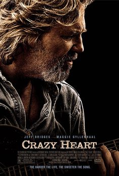 the movie poster for crazy heart features a man with long hair and beard playing an electric guitar