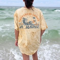 This comfy tie dye beachy tee is made of 100% cotton and features a relaxed fit. It's perfect for hot summer days spent on the beach or at the pool. Pair it with a pair of shorts and you're good to go! This Comfort Colors tie dye shirt is a unisex t-shirt made with incredibly soft, ring-spun cotton, each tee is soft-washed and garment-dyed. Its relaxed fit makes it the perfect daily choice for any casual occasion. 100% ring-spun cotton Medium fabric (6.1 oz/yd² (206.8 g/m Garment-dyed color blas Oversized Bleached T-shirt For Summer, Tie Dye Tops For Summer Beach, Oversized Tie Dye T-shirt With Graphic Print, Tie Dye Short Sleeve Top For Summer, Summer Cotton Tie-dye Tops, Summer Cotton Tie Dye Tops, Cotton Tie Dye Summer Tops, Summer Acid Wash Relaxed Fit Top, Cotton Tie-dye Summer Tops