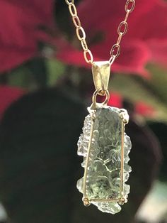 Special offer - best price, best quality, little beauty! Cute top color Moldavite in solid 14k gold Au585, rare all natural raw certified moldavite directly from Czech Republic  - the home of real Moldavites, in handmade gold pendant - Hallmarked, stamps.  Moldavite-Art designed One-of-a-kind pendant/necklace - best gift for her/ best gift for him. In box. Moldavite is a natural stone - tektite after an ancient meteor impact in Central Europe (Czech Republic) more than 14million years ago. This Meteor Impact, Moldavite Pendant, Moldavite Jewelry, Recycled Gifts, Best Gifts For Him, Locket Pendant Necklace, Best Gifts For Her, Handmade Gold, Raw Crystal