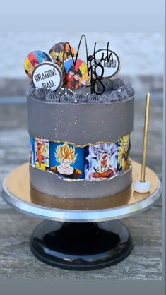 a dragon ball themed birthday cake on a plate