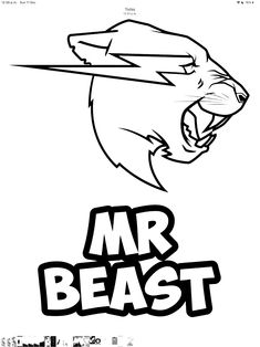 the logo for mr beast is shown in this black and white image, with an animal's head sticking out