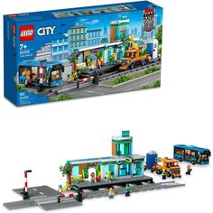 the lego city bus station is set up to look like it has been built in an old