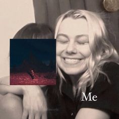 two women sitting next to each other on a couch with the words me in front of them