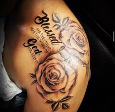 a woman's arm with roses on it and an inscription that says, sister