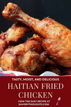 the cover of tasty, most and delicious manhattan fried chicken