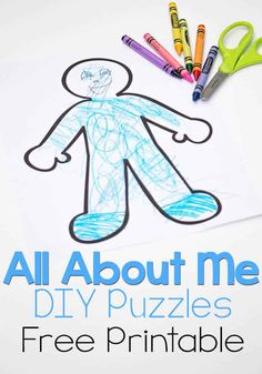 an all about me diy puzzles printable with crayons