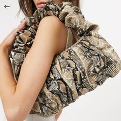 Asos Design Super Ruched Snake Print Bag Never Worn Super Chic! Chic Ruffled Shoulder Bag For Spring, Snake Print Bag, Cute Hats, Timeless Accessories, Snake Print, Must Haves, Asos, Bag Lady, Shoulder Bag