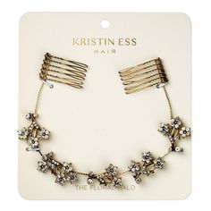 An embellished headband you intetionally wear backwards, The Foral Halo from Kristin Ess Hair features metal combs to hold it in place. About the collection: Whether you’re looking to upgrade your everyday style or add some major celestial sparkle for a special event, the Kristin Ess Hair Accessory Collection has you covered. By focusing on the art of quick styling, we’ve made it easier than ever to master accessories! Wedding Hair Barrette, Kristin Ess Hair, Hair Accessories Green, Cozy Headbands, Formal Ideas, Target Hair Products, Leopard Headband, Kristin Ess, Kiss Products