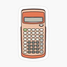 an orange calculator sticker on a white background