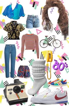 Vintage Outfits Summer Retro, 80s Outfit Inspiration Party, 80s Aesthetic Fashion Party, 80'outfits Ideas, Style Annee 80, Women’s 80s Fashion, 80s Mtv Outfit, Bright 80s Outfits, Anni 80 Style Outfits