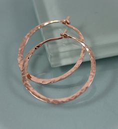 Hoops Medium 1" Rose Gold Filled Hammered Texture Hoop Earrings Rose Texture, Rose Gold Hoop Earrings, Body Chains, Gold Filled Hoops, 1 Rose, Spiral Earrings, Gauged Earrings, Gold Filled Earrings, Blue Gems