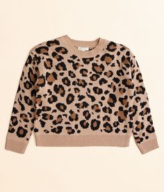 Girls - Belle Du Jour Cheetah Sweater - Brown X-Large Tapshoe Printed open weave sweater Ribbed trim Body length 18 1/4 on size medium. 100% Acrylic. Machine wash cold inside out with like colors gentle cycle. Only non-chlorine bleach as needed. Tumble dry low. Warm iron as needed. Apparel & Accessories > Clothing > Shirts & Tops Cheetah Print Clothes, Open Weave Sweater, Shoe Buckle, Sweater Brown, Open Weave, Accessories Clothing, Brown Sweater, Cute Summer Outfits, Girls Sweaters