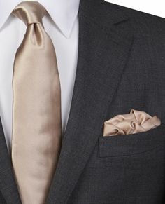 a man wearing a suit and tie with a pocket square in his lapel,