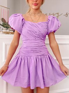 Dear Lover Lilac Purple Dress | Sassy Shortcake Lilac Dress Short, Lilac Purple Dress, Sassy Shortcake, Purple Short Dress, Light Purple Dress, Dress With Puffy Sleeves, Recruitment Outfits, Lover Dress, Brunch Dress