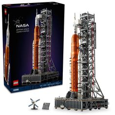 the lego nasa rocket is in its box and it's ready to be built