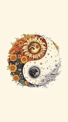 the sun and moon are depicted in this yin - yang painting, which is made up of