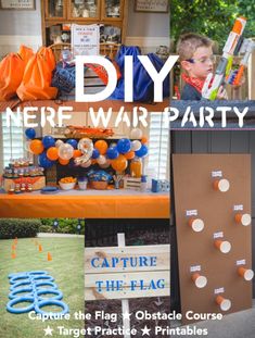 Nerf Wars Battlefield Diy, Nerf Wars Battlefield, Diy Nerf Battlefield, Nerf Battlefield Diy, Diy Nerf Party, Nerf Birthday Party Ideas Food, Nerf Birthday Party Ideas, Fortnight Birthday, Party Biscuits