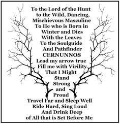 a poem written in black and white with the words to the lord of the hunt